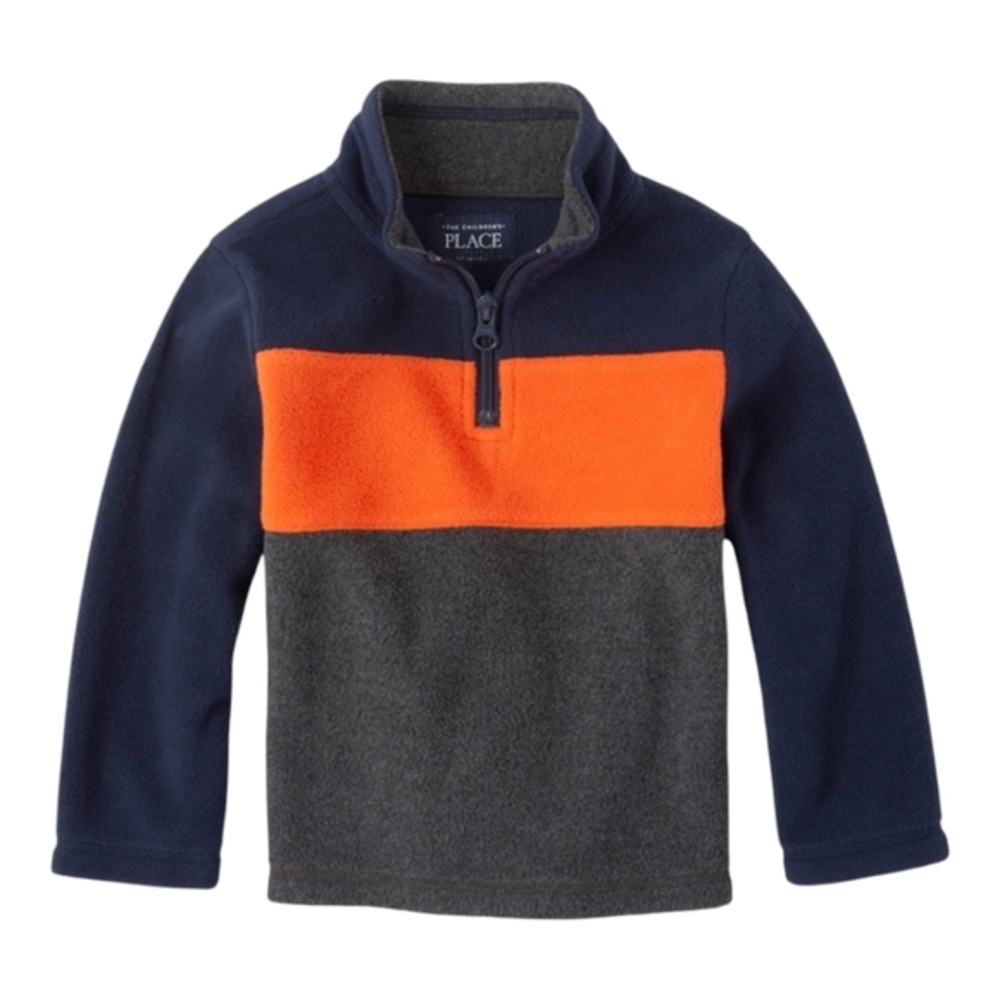 The Childrens Place Boys Quarter Zip Fleece Sweater Blue‎ Gray  Size 5/6 Small